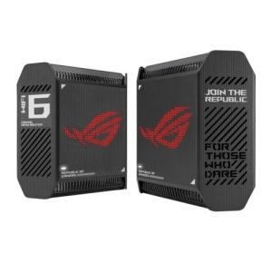 ASUS – Asus (GT6 2-Pack Black) ROG Rapture AX10000 Tri-Band Gaming Mesh Wi-Fi 6 System, 2.5G LAN, AiMesh, RangeBoost Plus, AiProtection Pro, RGB