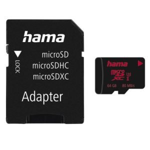 HAMA – Hama 64GB MicroSDXC Card with SD Adapter, UHS-I Class 3, 80MB/s