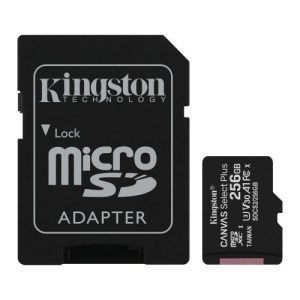 KINGSTON – Kingston 256GB Canvas Select Plus Micro SDXC Card with SD Adapter, UHS-I Class 10, U3, A1 App Performance, 100MB/s