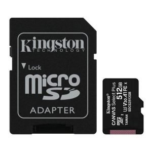 KINGSTON – Kingston 512GB Canvas Select Plus Micro SDXC Card with SD Adapter, UHS-I Class 10, U3, A1 App Performance, 100MB/s