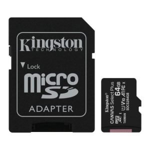 KINGSTON – Kingston 64GB Canvas Select Plus Micro SDXC Card with SD Adapter, UHS-I Class 10,U1, A1 App Performance, 100MB/s