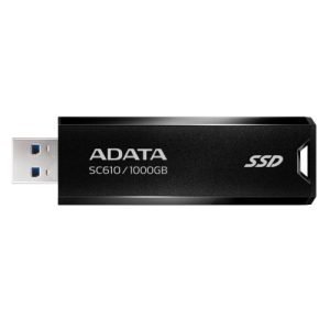 ADATA – Adata SC610 1TB Pocket Size External SSD, USB 3.2 Gen2 Type-A, Capless Retractable Design, Key Ring