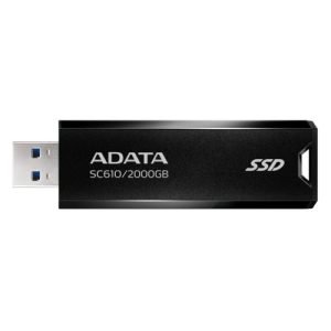 ADATA – Adata SC610 2TB Pocket Size External SSD, USB 3.2 Gen2 Type-A, Capless Retractable Design, Key Ring