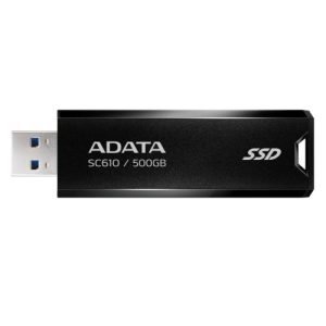 ADATA – Adata SC610 500GB Pocket Size External SSD, USB 3.2 Gen2 Type-A, Capless Retractable Design, Key Ring