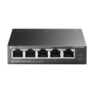 TP-LINK – TP-LINK (TL-SF1005LP) 5-Port 10/100 Unmanaged Desktop Switch, 4-Port PoE, Intelligent Power, Steel Case