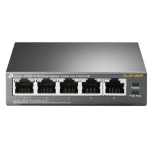 TP-LINK – TP-LINK (TL-SF1005P) 5-Port 10/100 Unmanaged Desktop Switch, 4 Port PoE, Steel Case