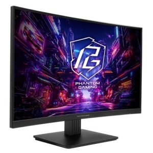 Asrock 27" QHD Curved Gaming Monitor (PG27QRT1B), 2560 x 1440, 1ms, 2 HDMI, DP, 180Hz, 95% DCI-P3, FreeSync, VESA