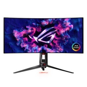 ASUS – Asus 34″ ROG Swift OLED Ultrawide Curved Gaming Monitor (PG34WCDM), 3440 x 1440, 0.03ms, 240Hz, G-SYNC, Heatsink, Smart KVM, VESA