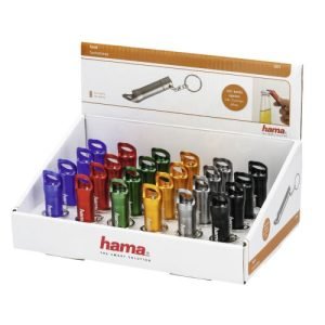 HAMA – Hama 2-in-1 LED Torch with Bottle Opener x24 Multipack, 4 Lumen, Keyring, Various Colours, Display Case