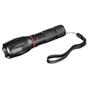 HAMA - Hama Solid Pro 200 Lumen LED Torch w/ Lateral COB LED, 100m Range, Adjustable Beam Focus, Shockproof, Aluminium, Black
