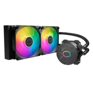 COOLER MASTER – Cooler Master MasterLiquid 240L Core ARGB 240mm Liquid CPU Cooler, 2x ARGB PWM Fans, RGB Pump Head, Black