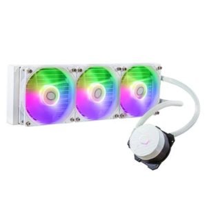 COOLER MASTER – Cooler Master MasterLiquid 360L Core ARGB 360mm Liquid CPU Cooler, 3x ARGB PWM Fans, RGB Pump Head, White