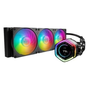 COOLER MASTER – Cooler Master MasterLiquid 360 ION ARGB Liquid CPU Cooler, 360mm, Dual Chamber Design, 3 x Mobius ARGB Fans, Customisable LCD Display,   Black