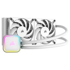 CORSAIR – Corsair iCUE H100i RGB ELITE 240mm Liquid CPU Cooler, RGB Pump Head, 2 x 12cm AF ELITE PWM Fans, White