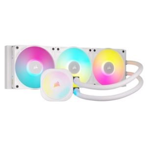 CORSAIR – Corsair iCUE LINK TITAN 360 RX RGB Liquid CPU Cooler, RX120 RGB Magnetic Dome Fans, 20 LED Pump Head, iCUE LINK Hub Included, White