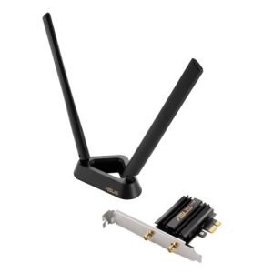 ASUS – Asus (PCE-AXE59BT) AXE5400 Wi-Fi 6E Tri-Band PCI Express Adapter, Bluetooth 5.2, OFDMA & MU-MIMO, External Base