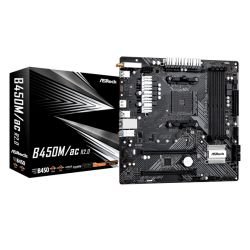 ASROCK - Asrock B450M/AC R2.0, AMD B450, AM4, Micro ATX, 4 DDR4, HDMI, GB LAN, AC Wi-Fi, 1x M.2