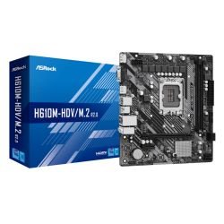 ASROCK - Asrock H610M-HDV/M.2 R2.0, Intel H610, 1700, Micro ATX, 2 DDR4, VGA, HDMI, DP, PCIe4, 1x M.2