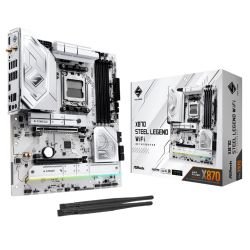 ASROCK - Asrock X870 STEEL LEGEND WIFI, AMD X870, AM5, ATX, 4 DDR5, HDMI, 2 USB4, Wi-Fi 7, 2.5G LAN, RGB, 3x M.2