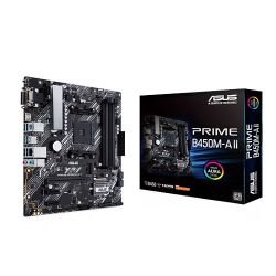 ASUS - Asus PRIME B450M-A II, AMD B450, AM4, Micro ATX, 4 DDR4, VGA, DVI, HDMI, RGB Header, M.2