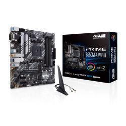 ASUS - Asus PRIME B550M-A WIFI II, AMD B550, AM4, Micro ATX, 4 DDR4, VGA, DVI, HDMI, Wi-Fi, PCIe4, 2x M.2