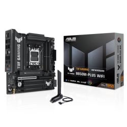 ASUS - Asus TUF GAMING B850M-PLUS WIFI, AMD B850, AM5, Micro ATX, 4 DDR5, HDMI, DP, Wi-Fi 6E, 2.5G LAN, 3x M.2
