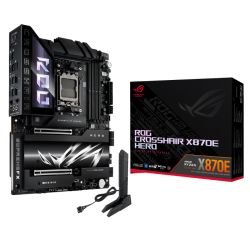 ASUS - Asus ROG CROSSHAIR X870E HERO, AMD X870E, AM5, ATX, 4 DDR5, HDMI, 2 USB4, Wi-Fi 7, 5G & 2.5G LAN, PD 60W, RGB, 5x M.2