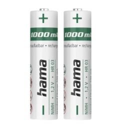 HAMA - Hama NiMH AAA Micro Rechargeable Batteries (2-Pack), 1000mAh, 1.2V
