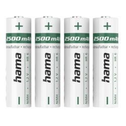 HAMA - Hama NiMH AA Mignon Rechargeable Batteries (4-Pack), 2500mAh, 1.2V