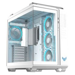ASUS - Asus TUF Gaming GT502 Horizon ARGB Case w/ Glass Front & Side, ATX, Dual Chamber, Modular Design, 4x ARGB Fans, USB-C 20Gbps, Carry Handles, White