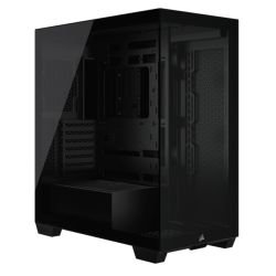 CORSAIR - Corsair 3500X Gaming Case w/ Glass Side & Front, E-ATX, No Fans, USB-C, Asus BTF Compatible, Black