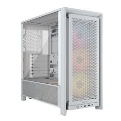 CORSAIR - Corsair FRAME 4000D RS ARGB Modular Gaming Case w/ Glass Side, E-ATX, 3x ARGB Fans, InfiniRail Fan Mounting, USB-C, Asus BTF Compatible, White