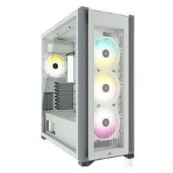 CORSAIR - Corsair iCUE 7000X RGB Gaming Case w/ 3x Tempered Glass Panels, E-ATX, 3 x SP140 RGB Elite Fans, iCUE Commander CORE XT included, USB-C, White