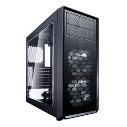 FRACTAL - Fractal Design Focus G (Black) Gaming Case w/ Clear Window, ATX, 2 White LED Fans, Kensington Bracket, Filtered Front, Top & Base Air Intakes