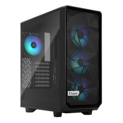 FRACTAL - Fractal Design Meshify 2 Compact Lite RGB (Black TG) Gaming Case w/ Light Tint Glass Window, ATX, Angular Mesh Front, 4 RGB Fans, RGB Controller