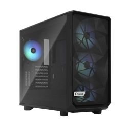 FRACTAL - Fractal Design Meshify 2 RGB (Black TG) Gaming Case w/ Light Tint Glass Window, E-ATX, Angular Mesh Front, 4 RGB Fans, Fan Hub, Detachable Front Filter, USB-C