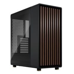 FRACTAL - Fractal Design North Charcoal Black (TG Dark) Case w/ Dark Tint Glass Window, ATX, 2 Fans, USB-C, Walnut Front