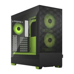 FRACTAL - Fractal Design Pop Air RGB (Green Core TG) Gaming Case w/ Clear Glass Window, ATX, Hexagonal Mesh Front, Green Interior/Accents, 3 RGB Fans & ARGB Controller