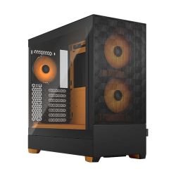 FRACTAL - Fractal Design Pop Air RGB (Orange Core TG) Gaming Case w/ Clear Glass Window, ATX, Hexagonal Mesh Front, Orange Interior/Accents, 3 RGB Fans & ARGB Controller