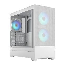 FRACTAL - Fractal Design Pop Air RGB (White TG) Gaming Case w/ Clear Glass Window, ATX, Hexagonal Mesh Front, 3 RGB Fans & ARGB Controller