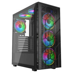 VIDA - Vida Sirocco V2 Black ARGB Gaming Case w/ Glass Window, ATX, 6x ARGB Fans, Mesh Front