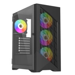 VIDA - Vida Typhoon Black ARGB Gaming Case w/ Glass Window, ATX, Mesh Front, 4x ARGB Fans