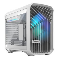 FRACTAL - Fractal Design Torrent Nano (Light TG RGB White) Case w/ Light Tint Glass Window, Mini ITX, 1 RGB Fan, ATX PSU & 335mm GPU Support, 280mm Watercooling, RGB Strip, Front Grille, USB-C