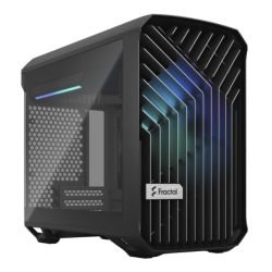 FRACTAL - Fractal Design Torrent Nano (Light TG RGB) Case w/ Light Tint Glass Windows, Mini ITX, 1 RGB Fan, ATX PSU & 335mm GPU Support, 280mm Watercooling, RGB Strip, Front Grille, USB-C