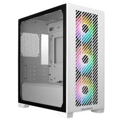 COOLER MASTER - Cooler Master Elite 301 Gaming Case w/ Glass Side, Micro ATX, 3x ARGB Fans, PSU Shroud, Intake Grill, USB-C, White