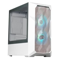 COOLER MASTER - Cooler Master TD300 Mesh Gaming Case w/ Glass Side, Micro ATX, 2x ARGB Fans, ARGB/PWM Hub, 280mm Radiator Support, White