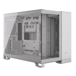 CORSAIR - Corsair 2500X Dual Chamber Gaming Case w/ Glass Side & Front, Micro ATX, Mesh Panels, USB-C, Asus BTF Compatible, White