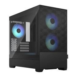 FRACTAL - Fractal Design Pop Mini Air RGB (Black TG) Gaming Case w/ Clear Glass Window, Micro ATX, Hexagonal Mesh Front, 3 RGB Fans & ARGB Controller