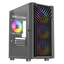 VIDA - Vida Cyclone Black ARGB Gaming Case w/ Glass Window, Micro ATX, 4x ARGB Fans, Grill/Mesh Front