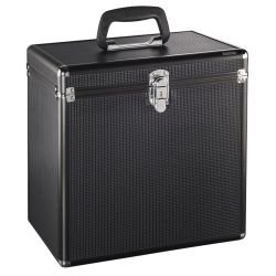 HAMA - Hama 50 LP Case, Up to 50 LPs, Aluminium Look, Lockable, Black